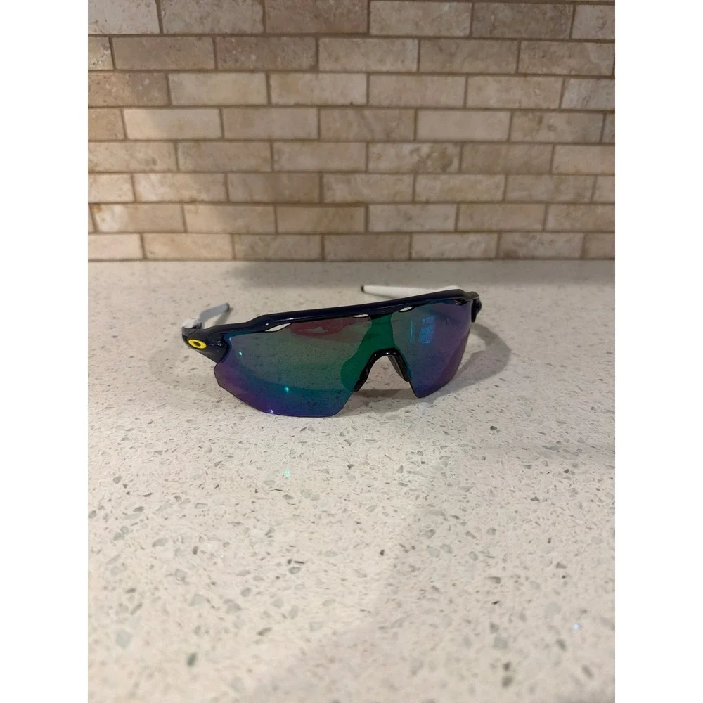 Oakley Radar Path Sunglasses Blue White Frame Iridium Shield Lens Sport Cycling